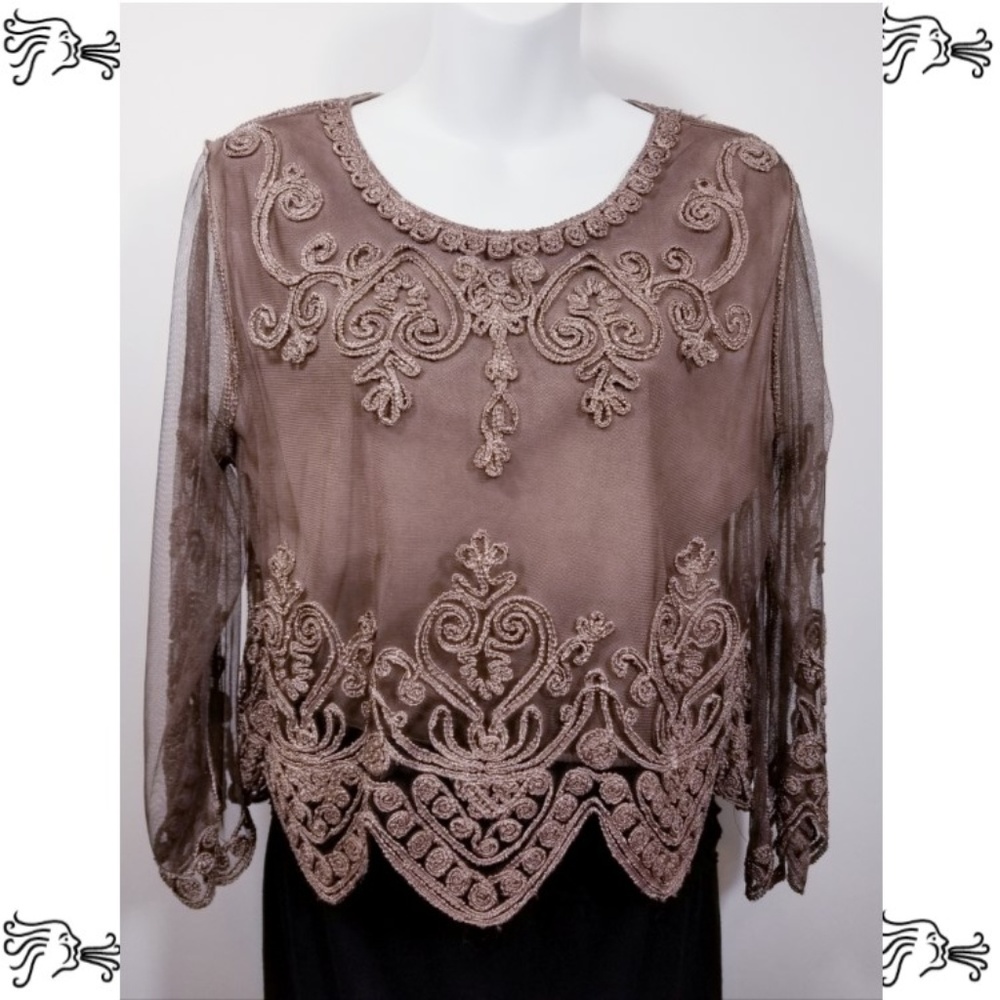 Pretty Angel Soutache Embellished Light Brown Top